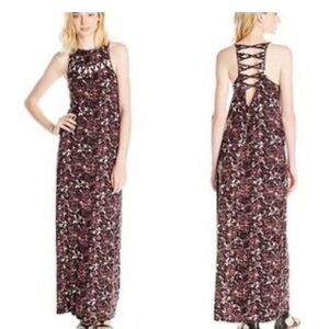 RVCA Printed Maxi Dress with Cut Outs